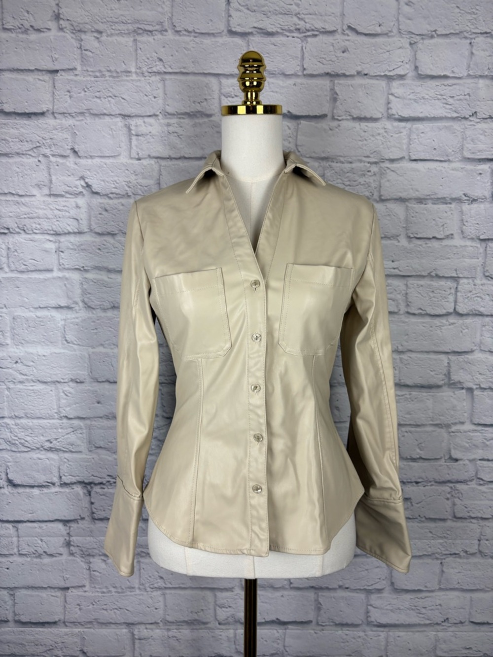 Zara Cream Long-Sleeve Button Shirt - Picture 2 of 9